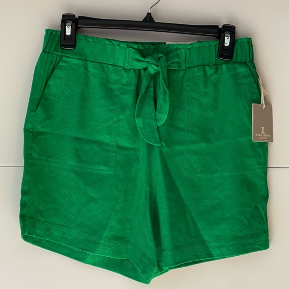 Jules & Leopold Womens Casual Shorts Green Stretch Waist Tie Closure Pockets, XS - Picture 4 of 7